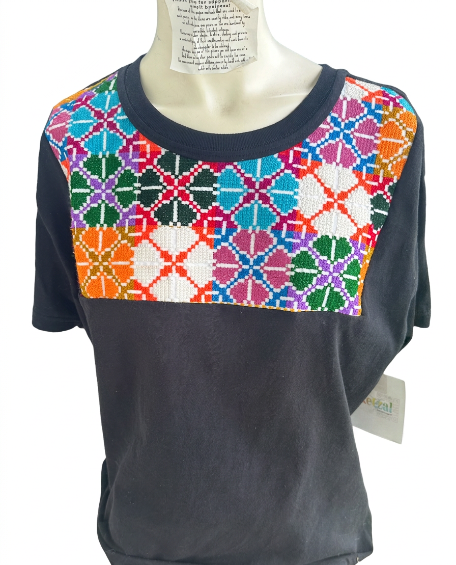 Geometric Embroidered Shirt - Colorful Artisan Pattern