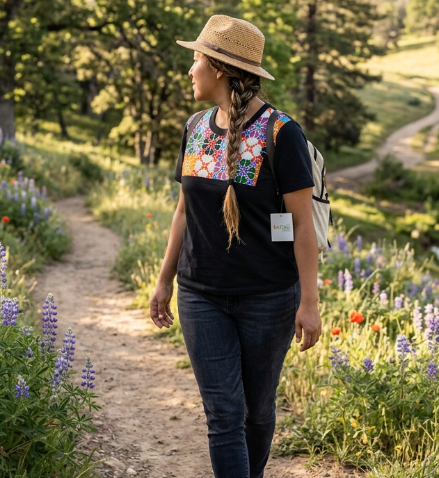 Geometric Embroidered Shirt - Colorful Artisan Pattern