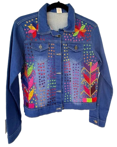 Hand-Embroidery Blue Denim Jacket