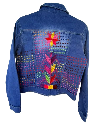 Hand-Embroidery Blue Denim Jacket