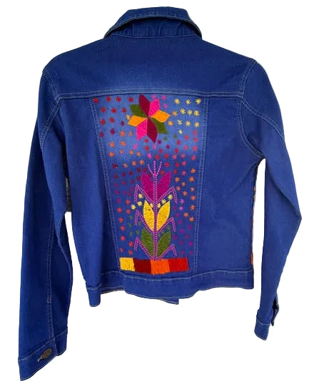 Hand-Embroidery Blue Denim Jacket