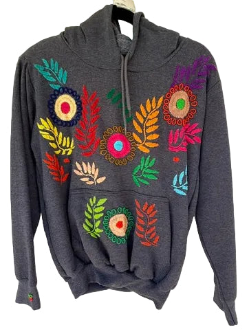 Embroidered Floral Pullover Hoodie