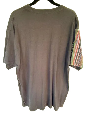 T-Shirt with Colorful Striped Sleeve and Chest Pocket