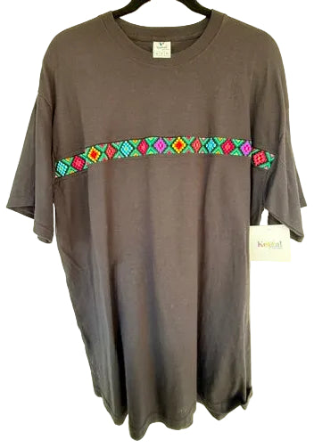 T-Shirt with Colorful Striped Sleeve and Chest Pocket