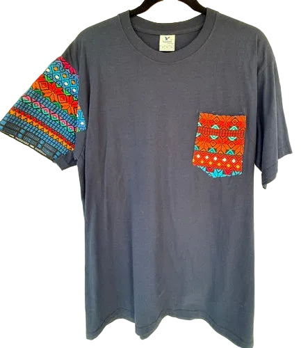 T-Shirt with Colorful Sleeve and Chest Pocket