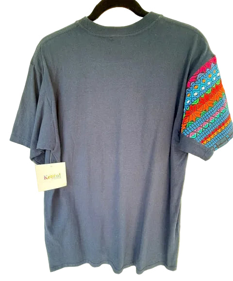 T-Shirt with Colorful Sleeve and Chest Pocket