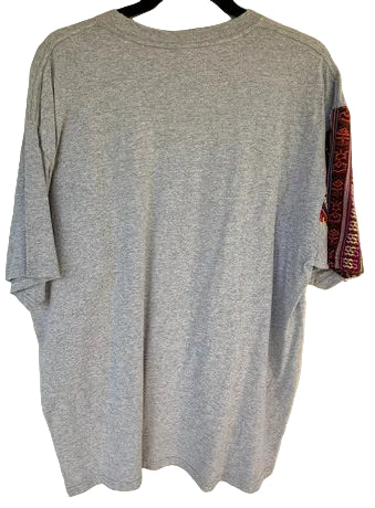 T-Shirt with Colorful Striped Sleeve and Chest Pocket