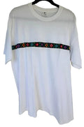 T-Shirt with Colorful Striped Sleeve and Chest Pocket