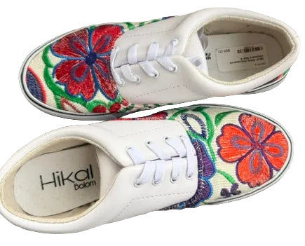 White Embroidered Floral Sneakers