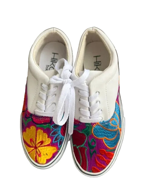 White Embroidered Floral Sneakers