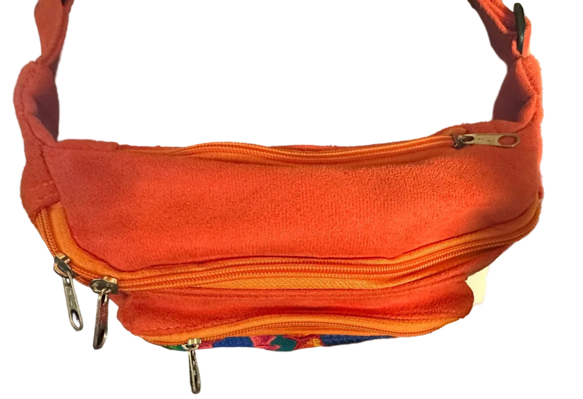 Floral Embroidered Crossbody Bag with Multiple Zipper Pockets