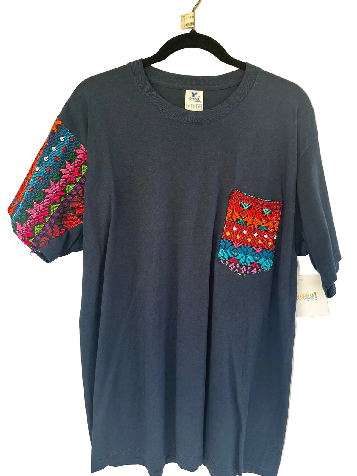 T-Shirt with Colorful Sleeve and Chest Pocket