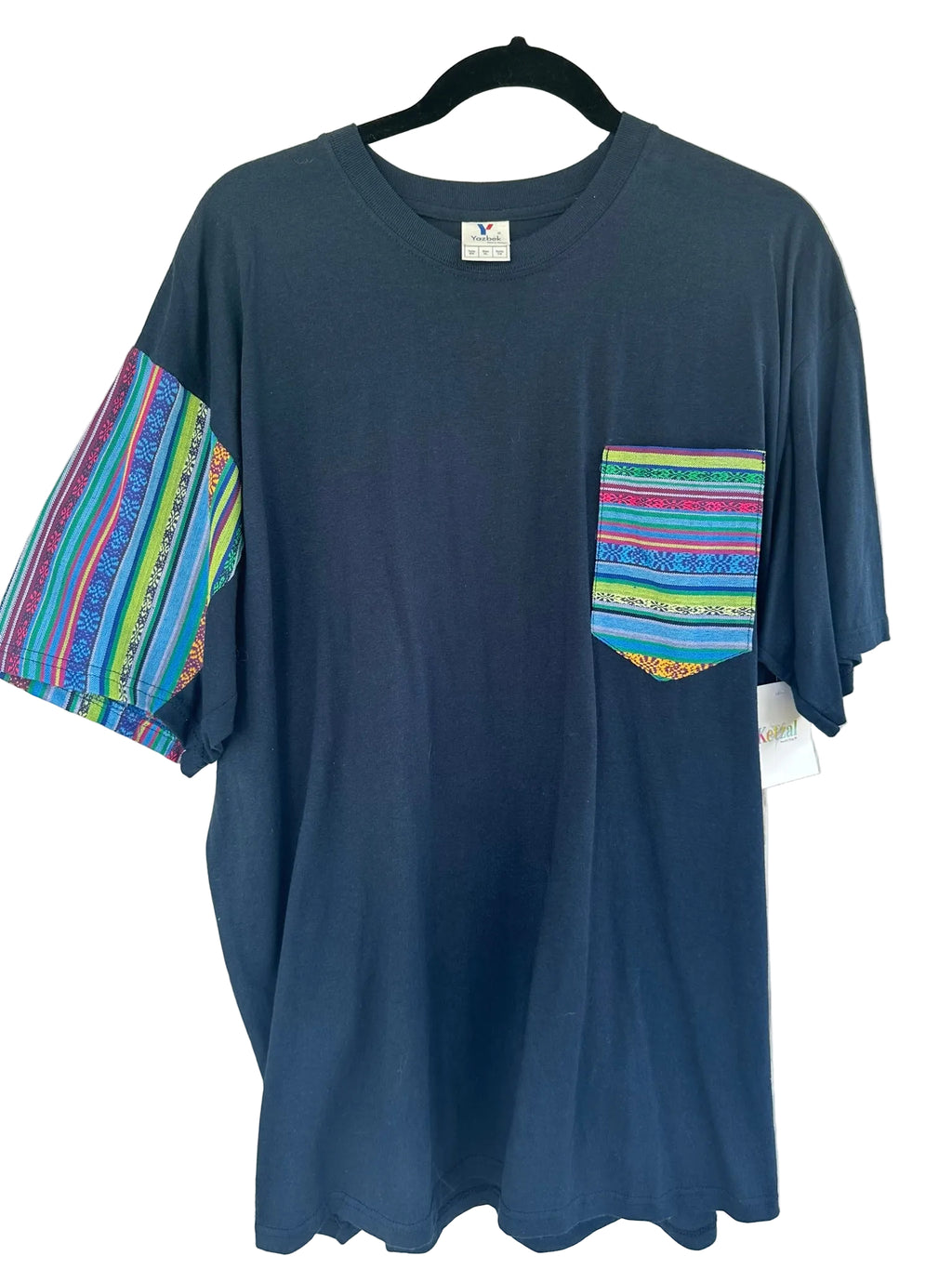 T-Shirt with Colorful Sleeve and Chest Pocket