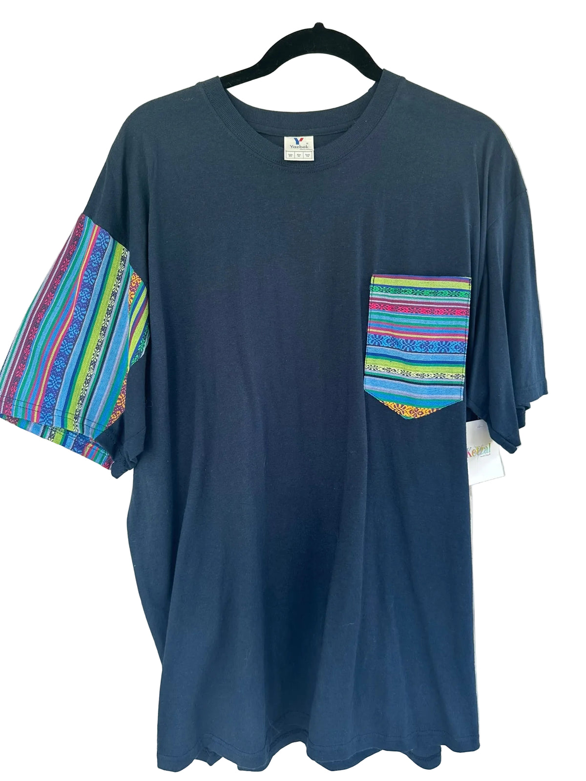 T-Shirt with Colorful Sleeve and Chest Pocket