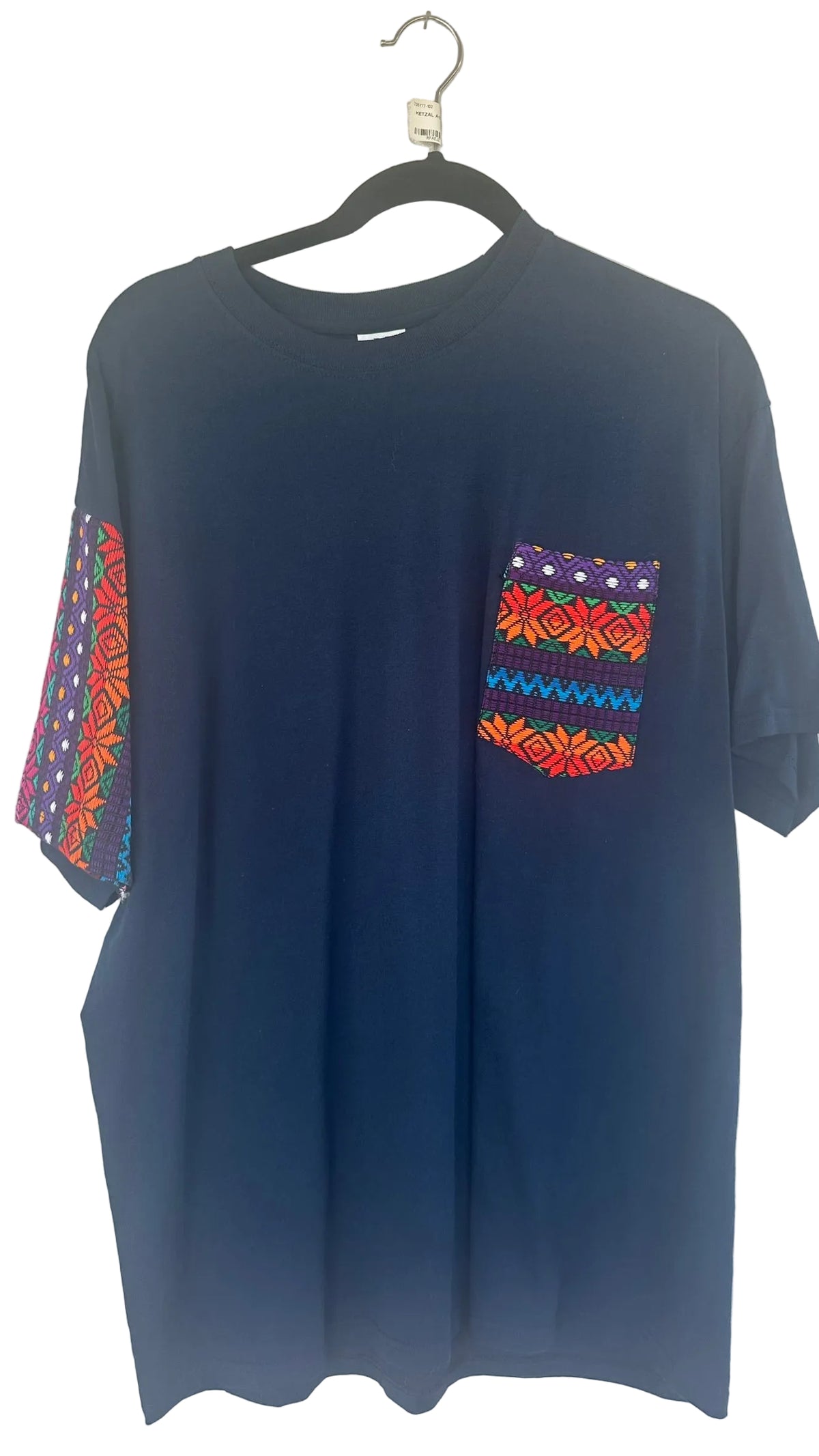 T-Shirt with Colorful Sleeve and Chest Pocket