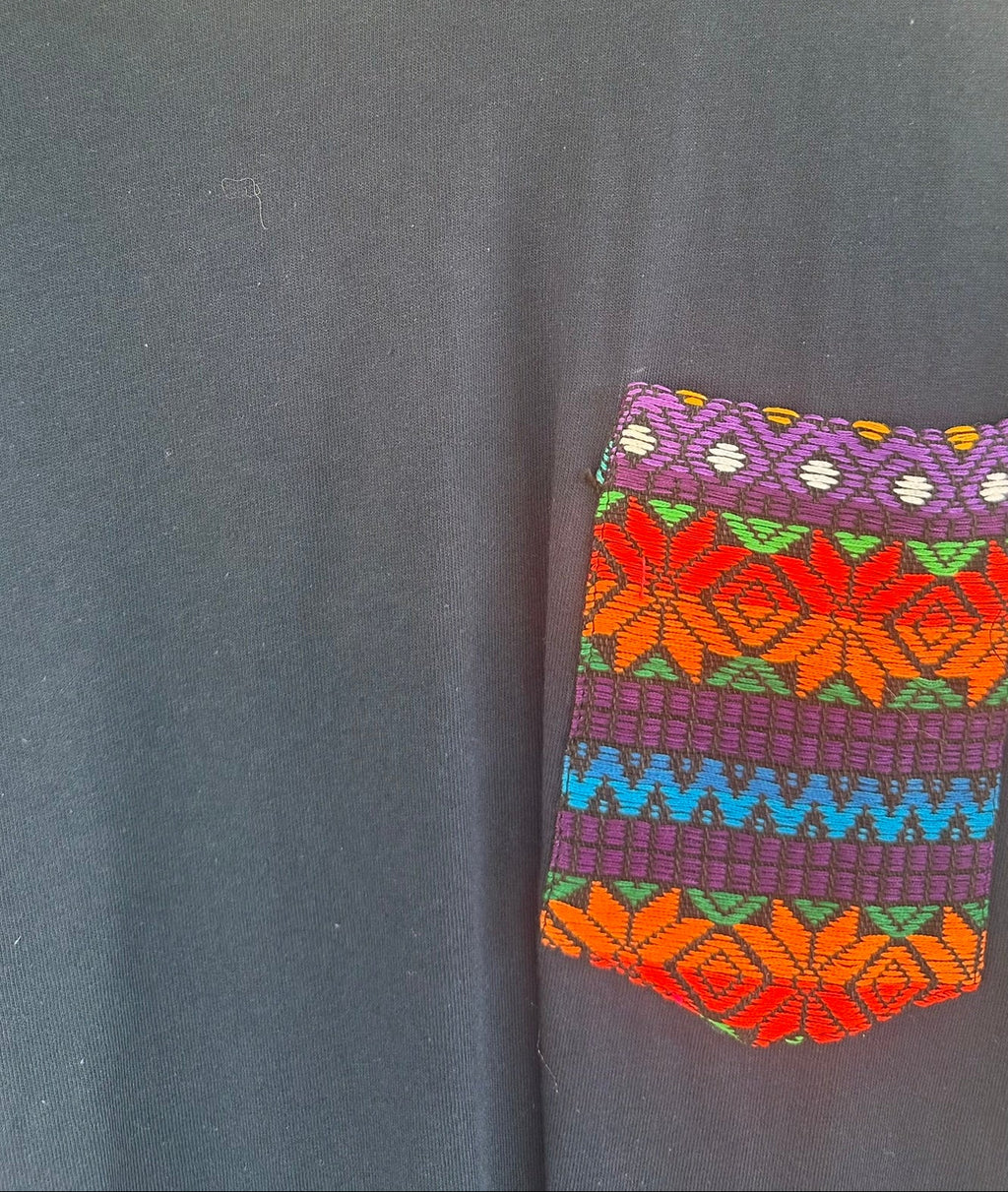 T-Shirt with Colorful Sleeve and Chest Pocket