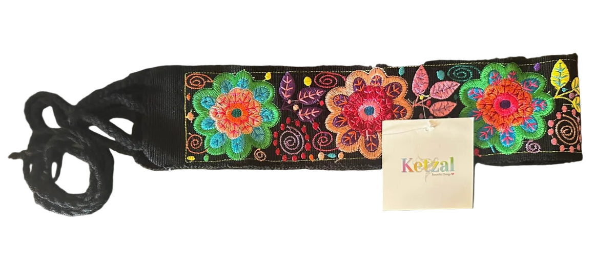 Women’s Wide Floral Embroidered Waist Belt