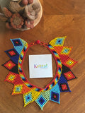 Multicolor Geometric Beaded Statement Collar Necklace