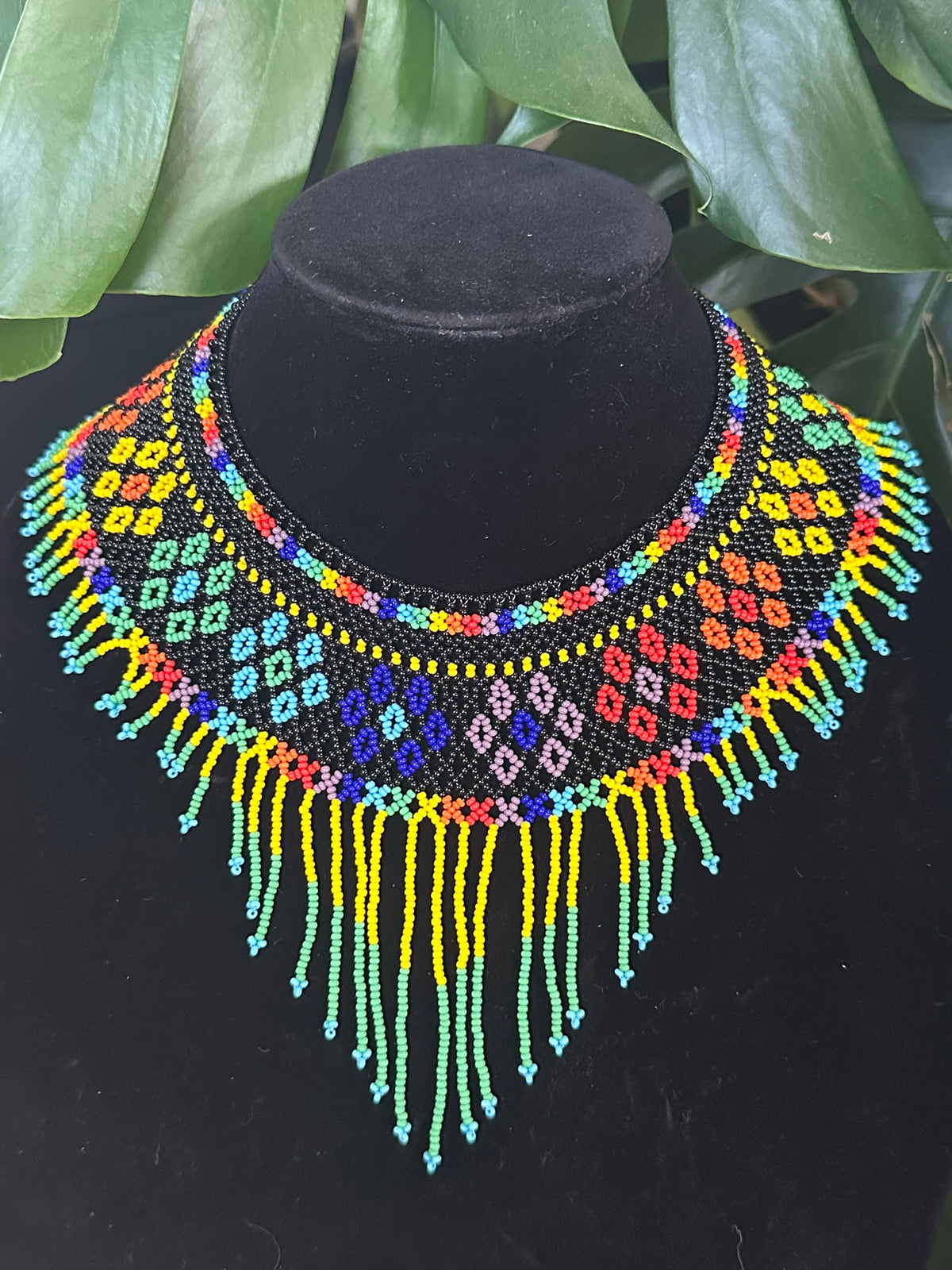 Multicolor Seed Bead Statement Necklace