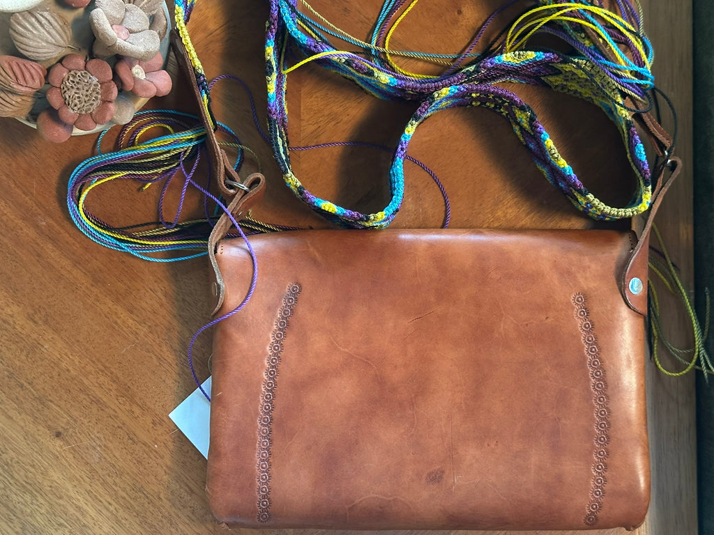 Boho Tooled Leather Crossbody Bag
