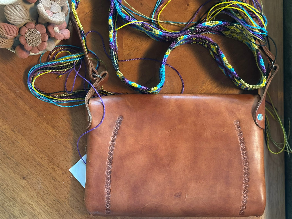 Boho Tooled Leather Crossbody Bag