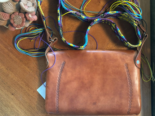 Boho Tooled Leather Crossbody Bag