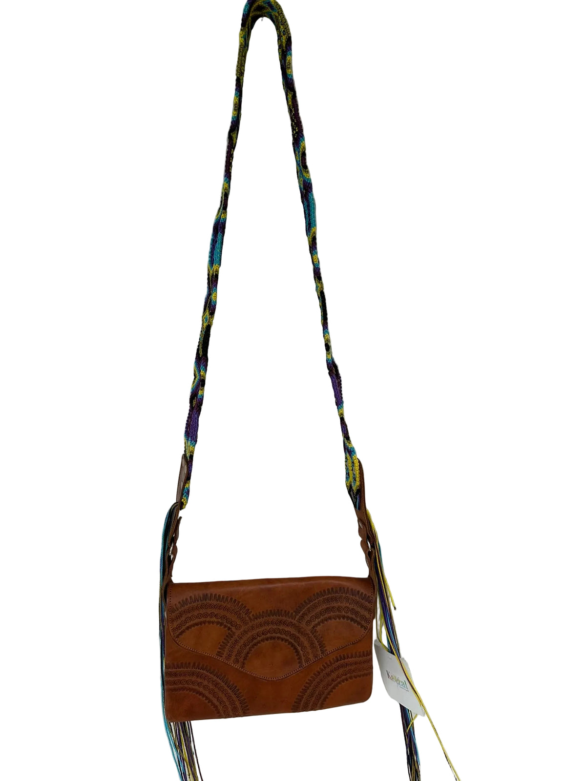 Boho Tooled Leather Crossbody Bag