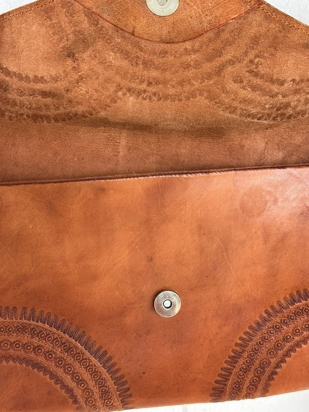 Boho Tooled Leather Crossbody Bag