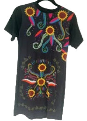 Women’s Black Floral Short Sleeve T-Shirt Dress