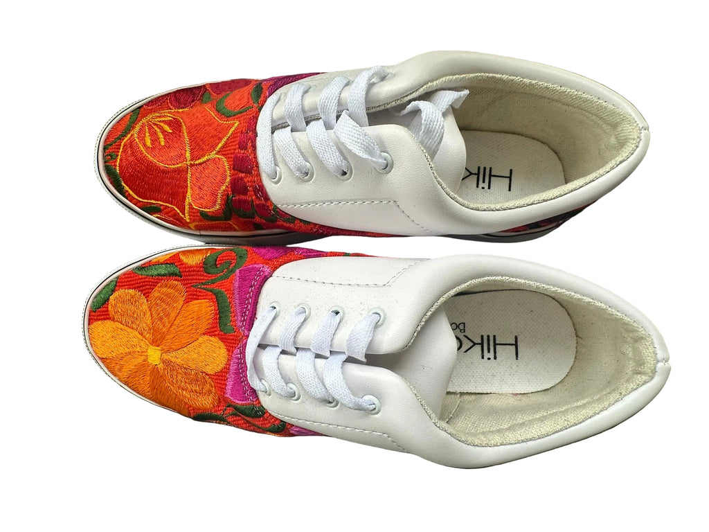 White Embroidered Floral Sneakers
