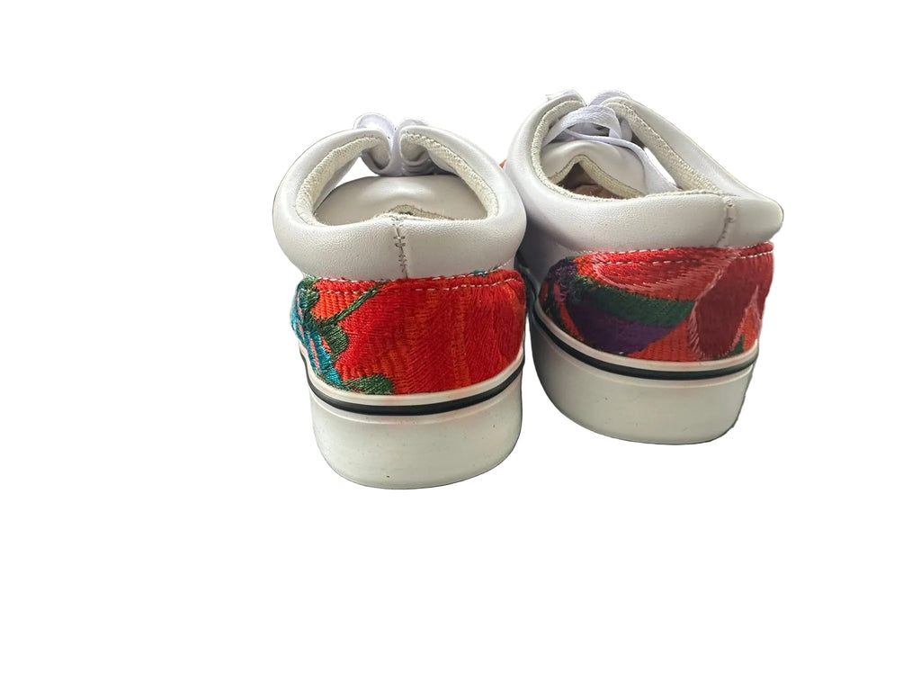 White Embroidered Floral Sneakers