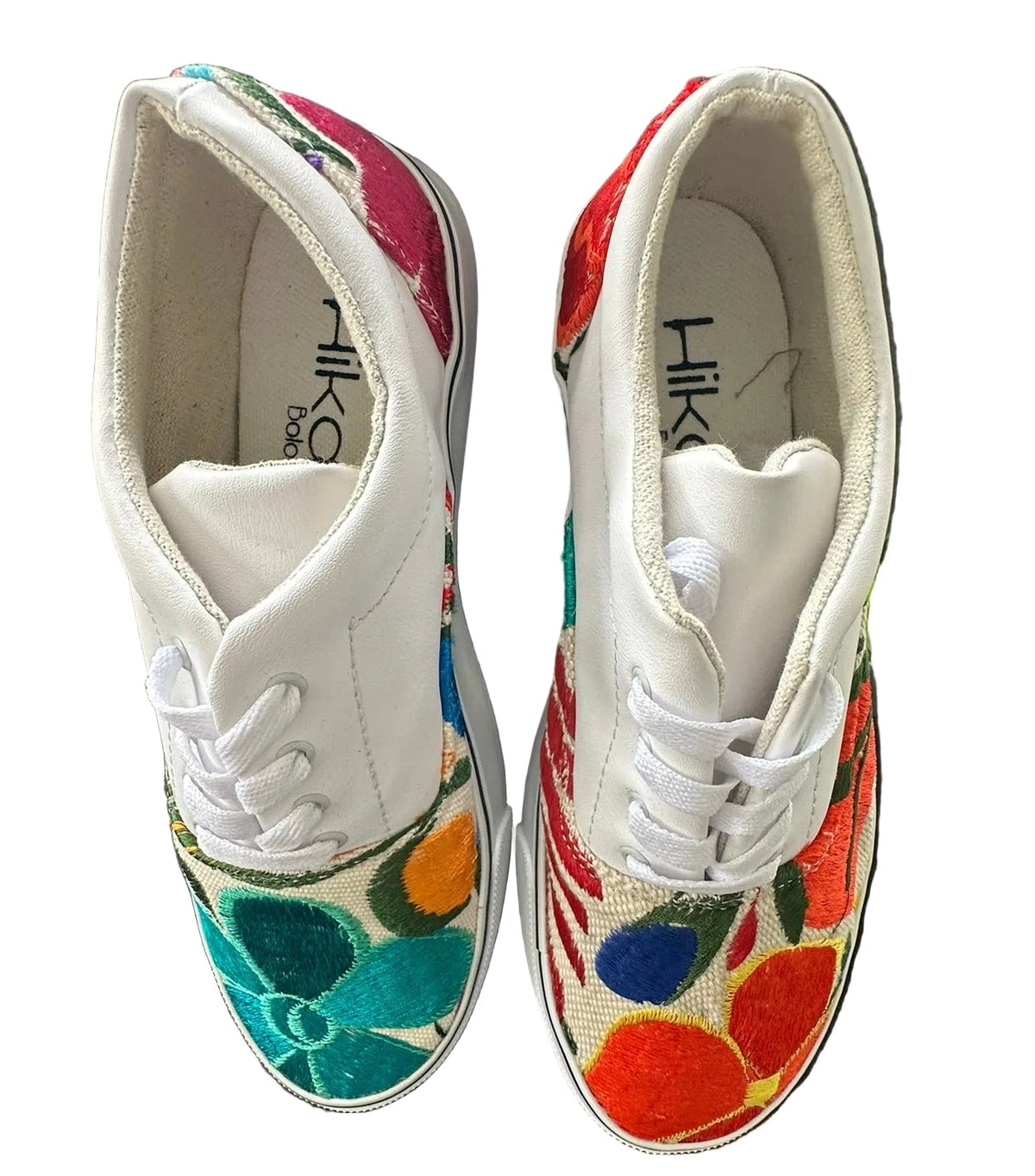 White Embroidered Floral Sneakers
