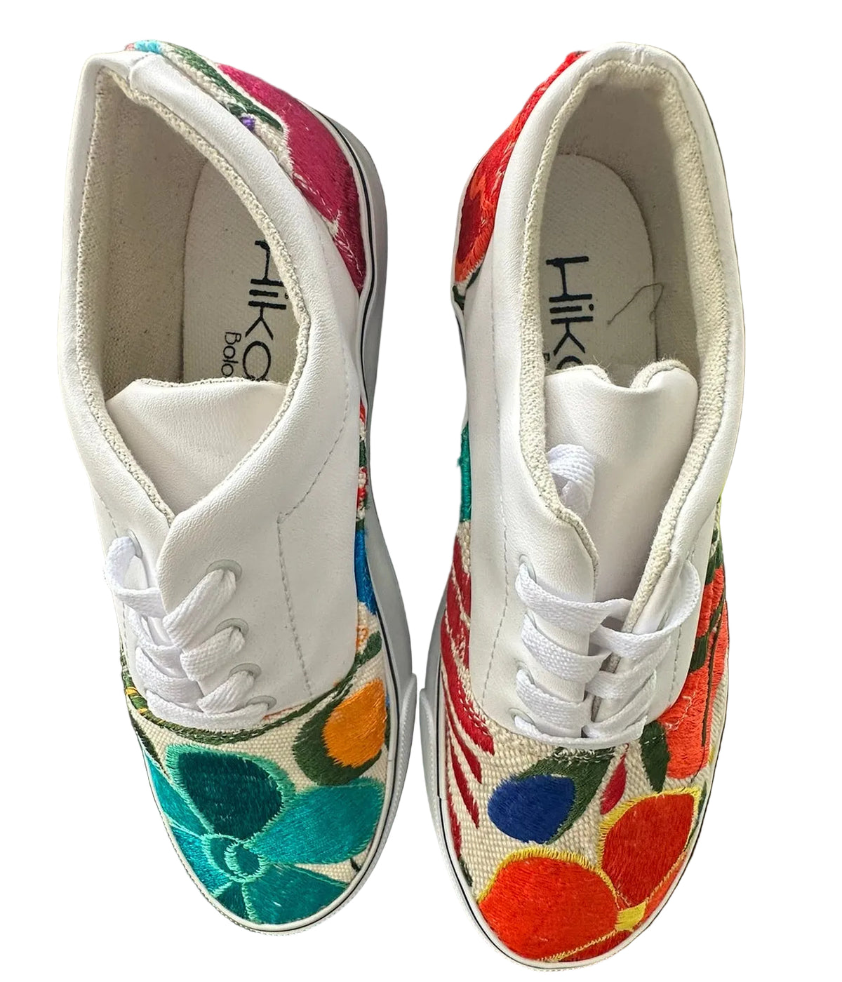 White Embroidered Floral Sneakers