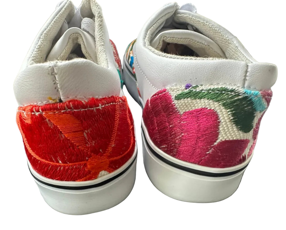 White Embroidered Floral Sneakers