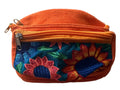 Floral Embroidered Crossbody Bag with Multiple Zipper Pockets