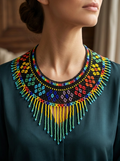 Multicolor Seed Bead Statement Necklace