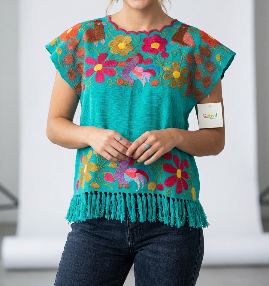 Women’s Embroidered Tunic Top – Colorful Floral