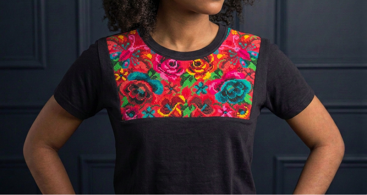 Geometric Embroidered Shirt - Colorful Artisan Pattern