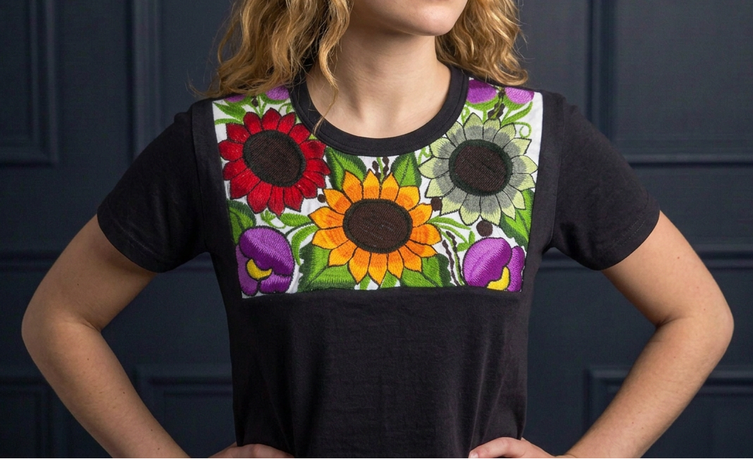 Geometric Embroidered Shirt - Colorful Artisan Pattern