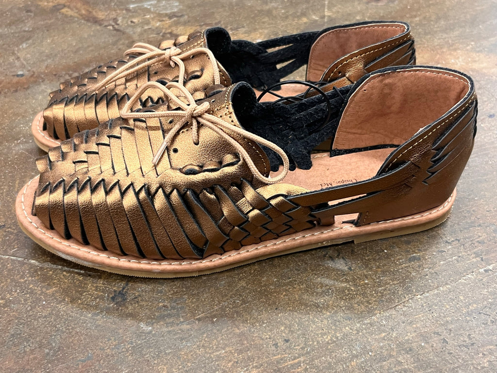 Mexican Golden Ember Handwoven Leather Huarache Women's
